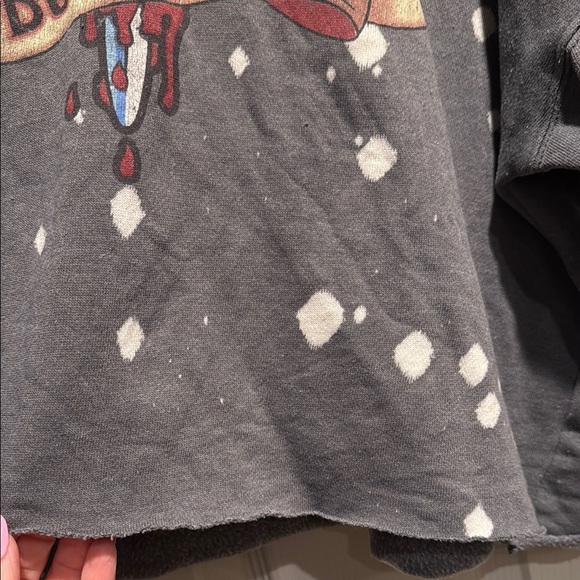 Gray Bon Jovi Graphic Hoodie bleached retro size M Buckle Brand - Picture 3 of 6